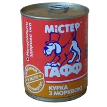 Вологий корм для дорослих собак Містер Гаффі з куркою і морквою в желе 340 г (4820184610361): Тип вологий корм