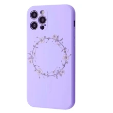 Чехол для iPhone WAVE Minimal Art Case iPhone with MagSafe Light Purple/Wreath for iPhone 12 Pro: Цвет фиолетовый