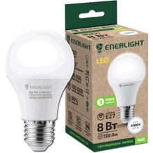 Светодиодная лампа LED ENERLIGHT A60 8Вт 4100K E27: Тип цоколя E27