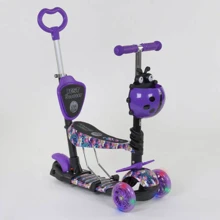 Самокат детский многофункциональный с родительской ручкой 5в1 19870 Best Scooter PU колеса с подсветкой Purple (74073): Количество колес 3