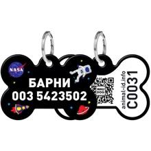 Адреснік WAUDOG Smart ID з QR-паспортом, малюнок "NASA", кістка, 31х21 мм, чорний (0631-0047-01-gr): Виробник WAUDOG