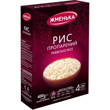 Рис Жменька пропаренный длиннозерновой в пакетиках для варки 4х100 г (4820038700286): Вид Рис