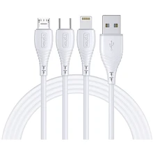 Кабель T-PHOX USB Cable to Lightning/microUSB/USB-C 3A 1.2m White (T-F831 White): Тип USB Cable - Lightning/microUSB/USB-C