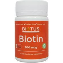 Biotus Biotin 300 mkg Біотин 30 Таблеток: Форма випуску таблетки