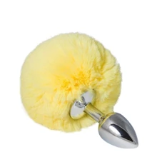 Металлическая анальная пробка с помпоном CRYSTAL S, yellow: Для кого Унисекс