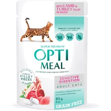 Влажный корм Optimeal Adult cats для взрослых кошек чувствительное пищеварение со вкусом ягненка и индейки в соусе 12х85 г (4820215364003): Тип Влажный корм