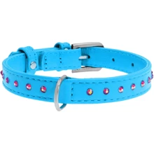 Ошейник WAUDOG Glamour с клеевыми стразами 20 мм 30-39 см синий (32782): Производитель WAUDOG