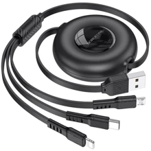 Кабель Borofone USB Cable to Micro USB/Lightning/Type-C 1m Black (BX74): Тип USB-C - microUSB