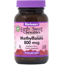 Bluebonnet Nutrition Earth Sweet Chewables Метилфолат B9 800 мкг смак малини 90 жувальних таблеток: Тип Витамин B