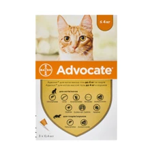 Капли Bayer/Elanco Advocate для кошек до 4 кг от заражений эндо и экто паразитами 3 пипетки/1 уп. (4007221031963): Тип Капли