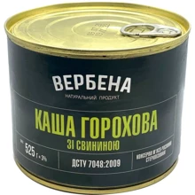 Консервы Вербена Каша гороховая со свининой 525 г (4820209620269): Вес нетто 525 г