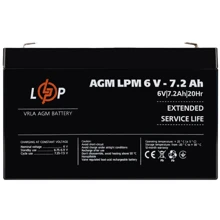 Аккумуляторная батарея LogicPower LPM 6V 7.2 Ah, AGM (3859): Тип AGM