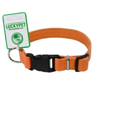 Нашийник шкіряний Lucky Pet подвійний з пластиковою фурнітурою 1x18-25 см оранжевий (4820224217857): Виробник Lucky Pet