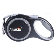Поводок-рулетка AnimAll для собак весом до 15 кг 3 м S Серо-черный (60698): Тип шнура Лента