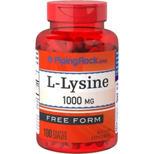 Аминокислота для спорта Piping Rock L-Lysine 1000 mg 100 Coated Caplets: Вкус Без вкуса