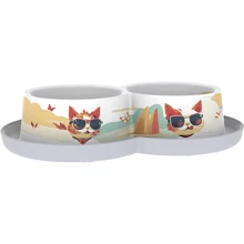Миска Moderna Double Trendy Dinner Indy&Louise двойная для котов 2х350 мл серо-белая 27х16.5х6 см (58970): Тип Миски