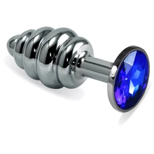Анальна пробка із кристалом LoveToy Silver Rosebud Spiral Metal Plug Darkblue: Для кого унісекс