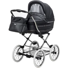 Коляска 2 в 1 классическая Roan Marita Prestige (14" белые колеса, хром рама) P231 графит - графитовая (кожа) перламутр (624730): Тип коляски универсальная коляска (2-в-1)