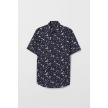 Сорочка H & M 5579087 48 синя з коротким рукавом: Длина рукава Короткий