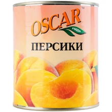 Персики половинки в легком сиропе Oscar foods 820 г (4820072980088): Вес нетто 820 г