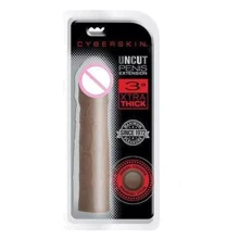 Насадка для увеличения члена CyberSkin 3" Xtra Thick Uncut Penis Extension, + 7,5 см, коричневый: Для кого Для мужчин