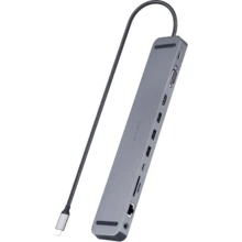 Адаптер REAL-EL Adapter USB-C to HDMI+VGA+3xUSB3.0+RJ45+3.5mm+SD/TF+USB-C+PD CQ-1000 Space Gray (EL123110005): Цвет серебристый