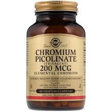 Solgar Chromium Picolinate, 200 mcg, 180 Vegetable Capsules (SOL-00867): Тип хром