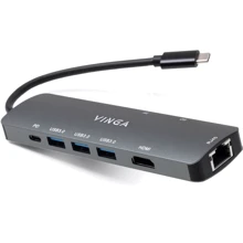Адаптер Vinga Adapter USB-C to HDMI+RJ45+3xUSB3.0+SD+TF+PD100W (VHYC8): Колір серый
