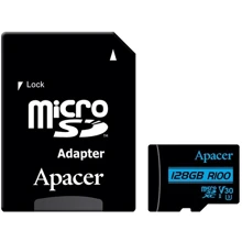 Карта памяти Apacer 128GB microSDXC Class 10 UHS-I U3 V30 + adapter (AP128GMCSX10U7-R): Тип карты MicroSDXC