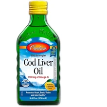 Carlson Labs Cod Liver Oil 250 ml Жир печінки дикої норвезької тріски смак лимона: Тип Омега 3