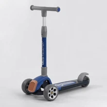 Самокат триколісний Best Scooter складаний алюмінієвий кермо, 3 колеса PU зі світлом Black / Blue (102024): Кількість коліс 3