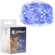Гирлянда на батарейках Springos 9.9 м 100 LED CL0020 Blue: Тип Линейная