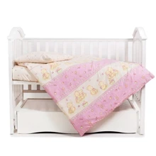 Сменная постель 3 эл. Twins Comfort 3051-C-016, Мишки со звездочкой, розовая: Тип постельный комплект
