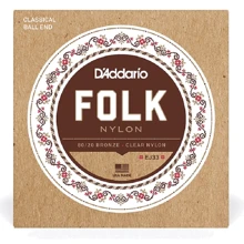 Струна для гитар Комплект струн D'addario EJ33 Folk Nylon 80/20 Bronze Ball End Clear Treble: Тип Комплект струн