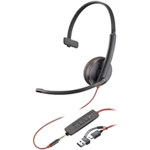 Наушники Poly BlackWire C3215 USB-C/A + 3.5mm HS Mono (8X227AA): Тип конструкции накладные