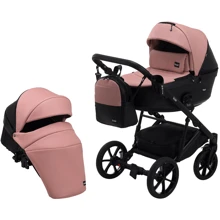 Коляска 2 в 1 Bair Kiwi кожа 100% BK-44/15 розовый (пудра) - черный: Тип коляски Универсальная коляска (2-в-1)