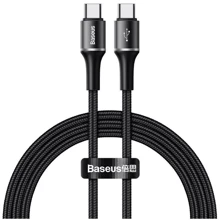 Кабель Baseus USB-C to USB-C 60W PD2.0 60W Halo Data 1m Black (CATGH-J01): Тип USB-C - USB-C
