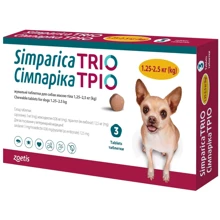 Жевательные таблетки Simparica ТРІО от блох и клещей для собак 1.25-2.5 кг 3 таблетки (10024331): Тип Таблетки