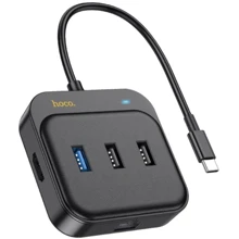 Адаптер Hoco Adapter HB37 USB-C to HDMI+USB3.0+2xUSB2.0+RJ45 Black (6931474799029): Колір черный