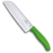 Нож кухонный Victorinox SwissClassic Santoku 17см Зелёный в блистере (6.8526.17L4B): Лезвие нержавеющая сталь
