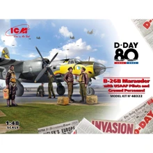 Бомбардировщик ICM B-26B Marauder с пилотами и наземным персоналом ВВС США ICM48322: Производитель ICM