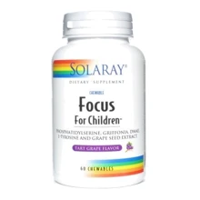 Solaray Focus For Children 60 Chewables Grape Flavor Підтримка мозку, що розвивається дітей, зі смаком винограду: Форма випуску таблетки жувальні