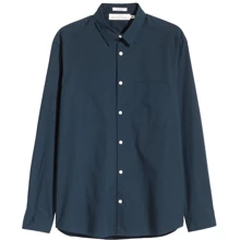 Рубашка H&M 4787395 50 синяя с длинным рукавом: Длина рукава Длинный