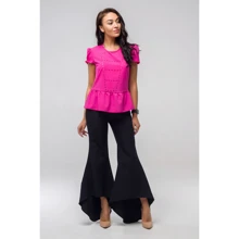 Блуза FLFashion Мускари ПБМ 2245 44 рожева з коротким рукавом: Сезон літо