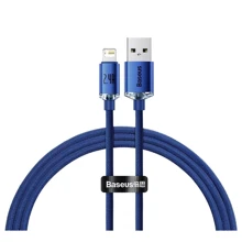 Кабель Baseus USB Cable to Lightning Crystal Shine Series Fast Charging 2.4A 1.2m Blue (CAJY000003): Тип USB Cable - Lightning