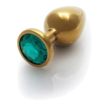 Металлическая анальная пробка Ouch! Heart Gem Gold - Emerald Green, М: Для кого Унисекс