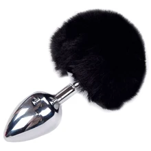 Металлическая анальная пробка Кроличий хвостик Alive Fluffly Plug L Black: Для кого Унисекс