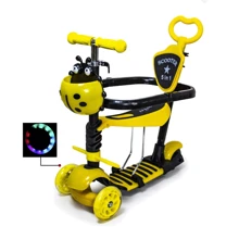 Самокат Scooter "Божья коровка" 5in1. Yellow (многофункциональный, с бортиком) - 383308396: Количество колес 3