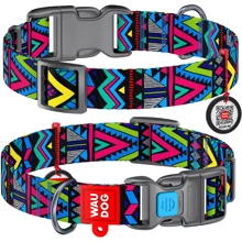 Ошейник WAUDOG Nylon с QR-паспортом, рисунок "Инди", пластиковый фастекс 15 мм 23-35 см разноцветный (4676): Производитель WAUDOG