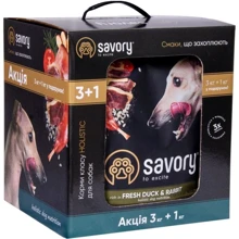Сухой корм Savory Adult All Breeds rich in Fresh Duck&Rabbit для собак со свежим мясом утки и кроликом 3+1 кг (2700000016800): Тип Сухой корм